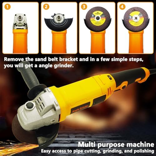Pipe Tube Polisher Sander,1260W High-Power Industrial Grade Pipe Belt Sander with 6 Variable Speeds,Professional Polishing Tools for Grinding, Polishing,and Rust Removal.