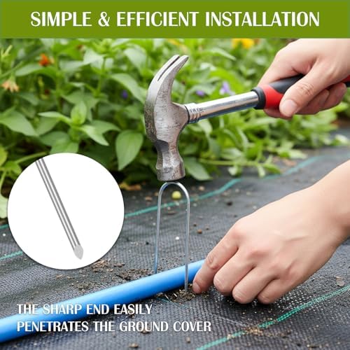 Whonline 22 Pack Landscape Staples, 6 Inch Round-top Garden Stakes
