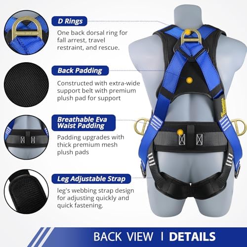 TRSMIMA Safety Harness Fall Protection - Harness Kit for Men Construction