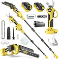 4-in-1 Cordless Pole saw Pruning Set,Electric Pruning Shears & 8 Inch pole saws for tree trimming with 13.8ft Max Extension Pole,Brushless Motor,Two 4.0Ah Batteries, Electric Pole Saw Tree Trimming