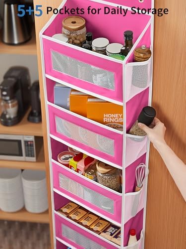 JARLINK Over the Door Organizer for Bathroom, 5 Shelf Rose Pink, 2 Pack