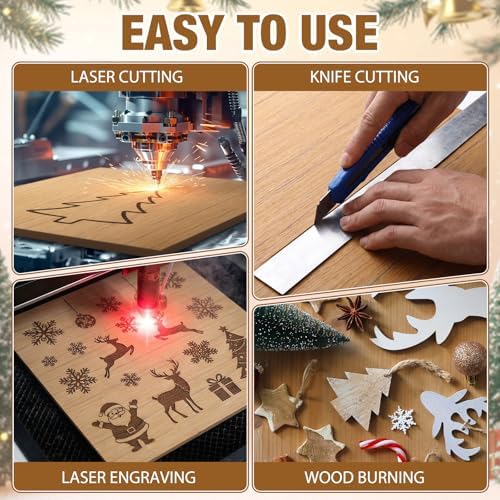 24 Pcs Teak Wood Color Wood Plywood Board for Laser Cutting, 12 x 12 Inch