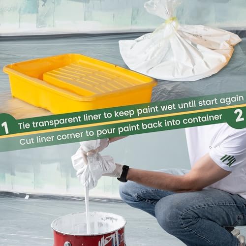 Voomey 18 Inch Paint Tray Liners, Plastic Paint Tray Liner 5 Packs for 18 inch Paint Roller Kit, Disposable for Quick Cleanup