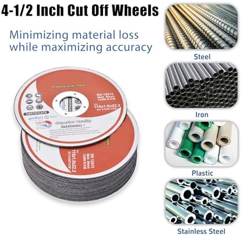WFLNHB 100 Pack 4-1/2 Inch Cut Off Wheels for Metal and Stainless Steel Cutting Discs for Angle Grinders 4.5 x .040 x 7/8 Inch