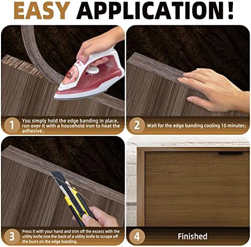 GSCIT Club Walnut Edge Banding, 2 inch x 100ft roll of Veneer Edge Banding -Pre-glued Flexible, Real Wood Tape Banding for Cabinet Repair Furniture Restoration