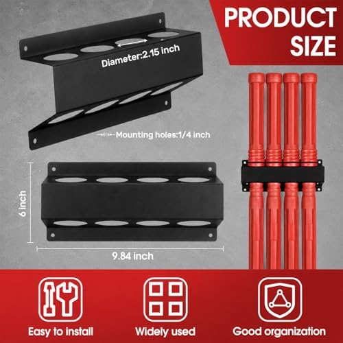 DoubleFill 5 Pcs Welding Rod Storage Set 4 Slot Tig Welding Filler Rod Holder with 4 Pcs 40 Inch Tungsten Electrode Storage Tubes Wall Mount Organizer Welder Tools Supplies(Red)