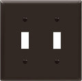 ENERLITES Double Toggle Switch Cover, Two Gang Light Switch Wall Plate, Standard Size 2-Gang 4.5" x 4.5", Unbreakable Polycarbonate Thermoplastic, UL Listed, 8812-BR, Brown