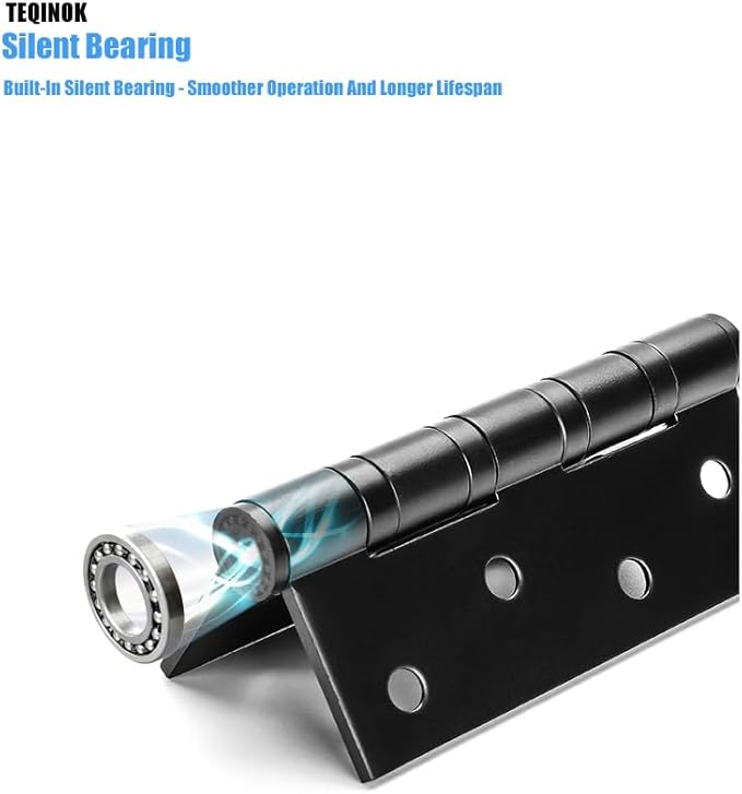 6 Packs of Square 4x3-inch Black Stainless Steel 3MM Thickened Door Hinges, Bearing Door Hinges, Window Hinges, Indoor and Outdoor Hinges with Screws