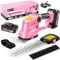 Saker Cordless Hedge Trimmer-20V Electric Shrub Trimmer Grass Shears Handheld Grass Cutter, Hedge Shear with 1 PCS Rechargeable Battery and Charger for Garden, Lawn(Pink)