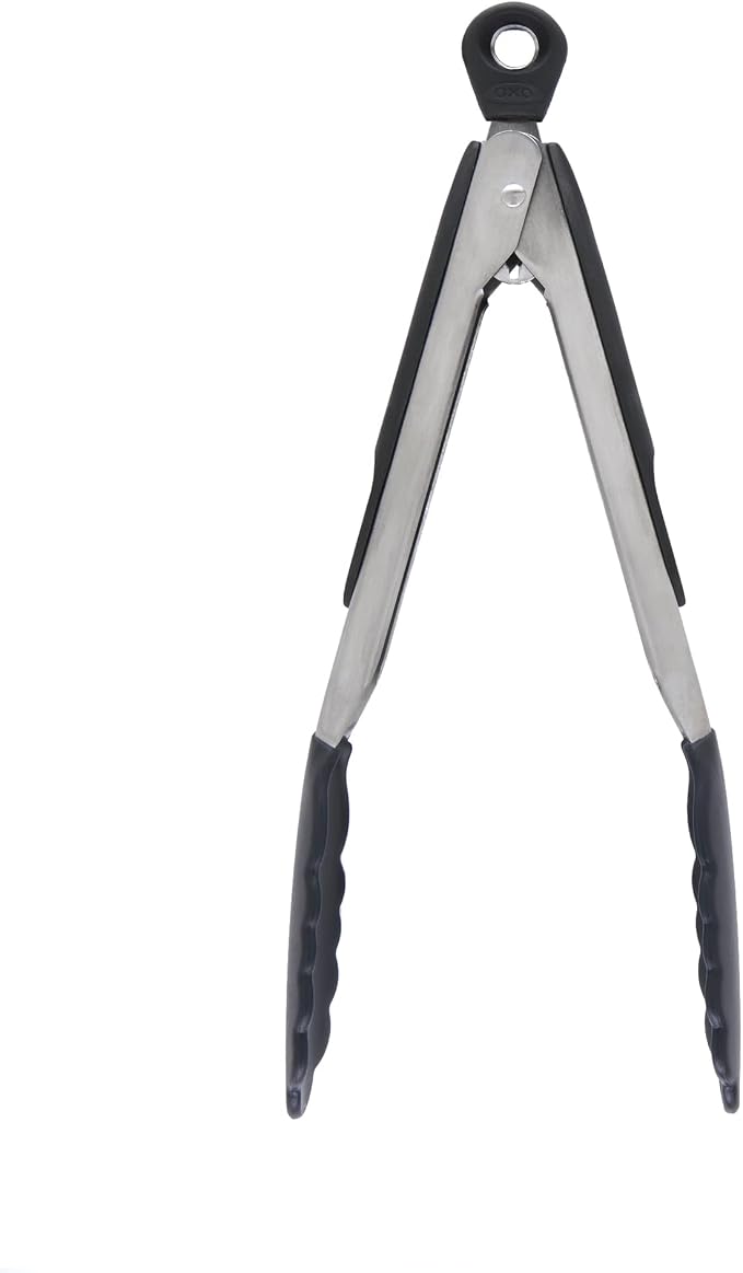 OXO Good Grips Silicone Flexible Tongs Stainless,Black & Good Grips 9-Inch Tongs with Silicone Heads
