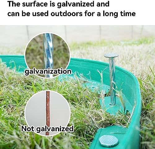12 Inch Galvanized Landscape Stakes - 50pcs Spiral Metal Round Anchoring Spikes, 0.7 Inch Extra Large Top, for Securing Paver Edging, Weed Barrier, Camping Tent