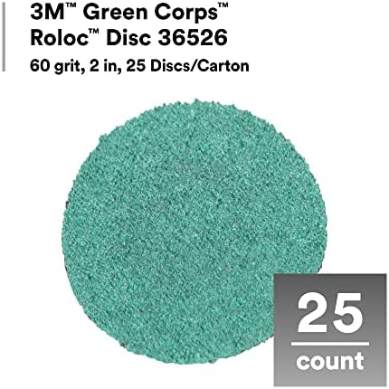 3M Green Corps Roloc Disc, 36527, 80 grit, 2 in, 25 Discs