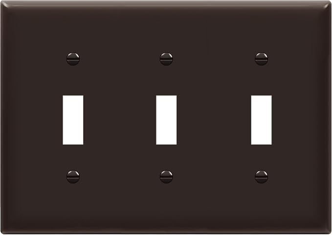 ENERLITES Triple Light Wall, Toggle Switch Plate, Gloss Finish, 3-Gang Standard Size 4.50" x 6.38", Unbreakable Polycarbonate Thermoplastic, UL Listed, 8813-BR, Brown