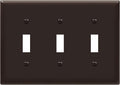 ENERLITES Triple Light Wall, Toggle Switch Plate, Gloss Finish, 3-Gang Standard Size 4.50" x 6.38", Unbreakable Polycarbonate Thermoplastic, UL Listed, 8813-BR, Brown