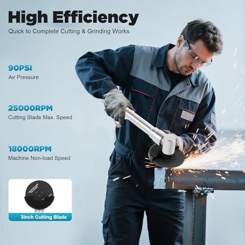 Pneumatic Angle Grinder Long Handle Pneumatic Cut off Air Cutting Too 18000RPM 1/4'' Air Inlet for Polishing, Cut Off Metal
