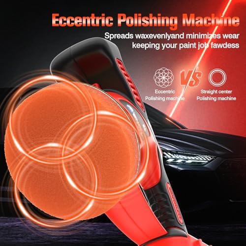 Cordless Car Buffer Polisher Kit,Compatiblewith M18 Battery (Without BATTERY )Brushless motor Dual Action Random Orbital Polishing with 6-Speed 2800-6000RPM for Auto Detailin