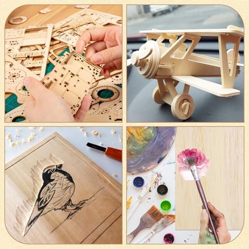MIVIDE 40 Pack Basswood Sheets, 8"x12" Craft Plywood Sheets, 2mm Basswood for Laser Cutting, Plywood Board Unfinished Wood for Crafts DIY Ornaments and Models Engraving Drawing