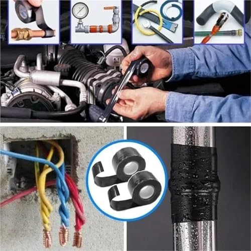 12 Roll 1 Inch X 10 FT Self-Fusing Silicone, Thickness 0.5mm Hose Repair Tape, Heavy Duty and Leak Proof Rubber Hose Tape, Pipe for Water(Blue Tape)