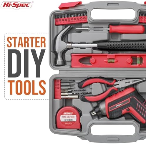Hi-Spec 3.6V USB Electric Screwdriver for Home Repairs and Assembly, Red
