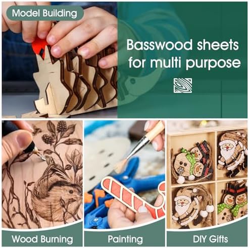 Basswood Sheets 1/16,18 Pack 8x12 Inch Basswood for Laser Cutting, Drawing,Wood Burning, Architectural Models.Plywood Sheets Unfinished Wood Boards for DIY Crafts.