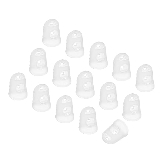 PATIKIL Finger Tip Covers Cots, Light White Silicone Finger Protectors Gloves Breathable Reusable Fingertip Caps with Air Holes for Dry Skin Finger Cracking, M, 15 Pcs