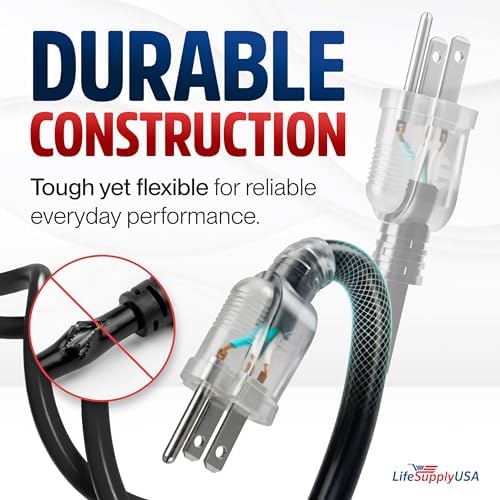 75ft Outdoor/Indoor Extension Cord 10/3 Gauge Ultra Heavy Duty 3 Prong SJTW (5-15P/5-15R), Waterproof, Flexible Cold-Resistant Long Power Cord,15A 125V 1875W, Black by LifeSupplyUSA