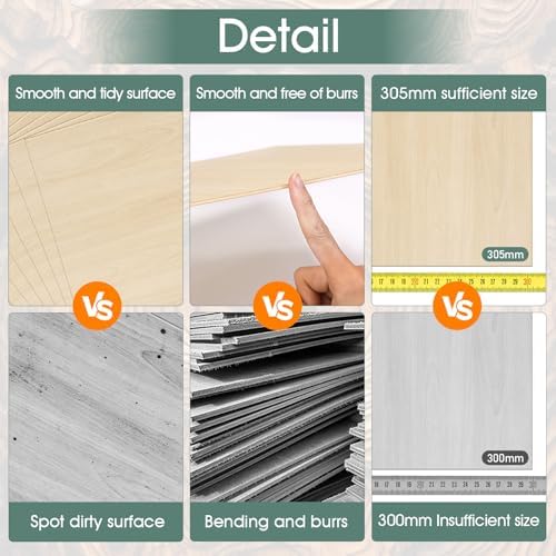50 Pack Basswood Sheets 1/8x12x12 Inch 3mm Basswood for Laser Cutting, Drawing,Wood Burning, Architectural Models.Plywood Sheets Unfinished Wood Sheets for DIY Crafts.