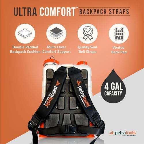 PetraTools HD4000 Battery Powered Backpack Sprayer w/Cart, 8 Hr Runtime