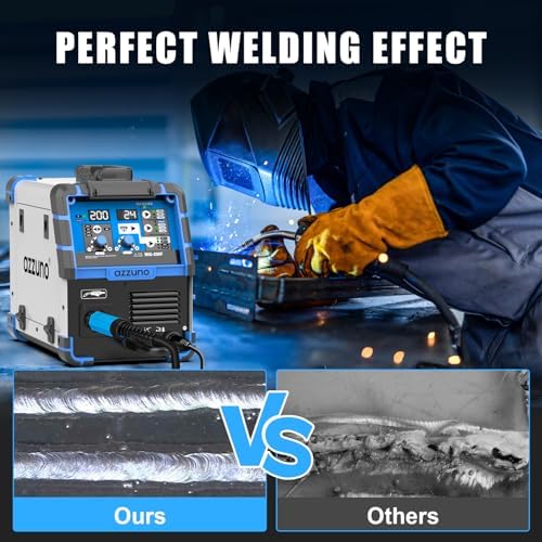 AZZUNO 200A MIG Welder,110V/220V 4 in 1 Gas/Flux Gasless MIG/Lift TIG/Stick