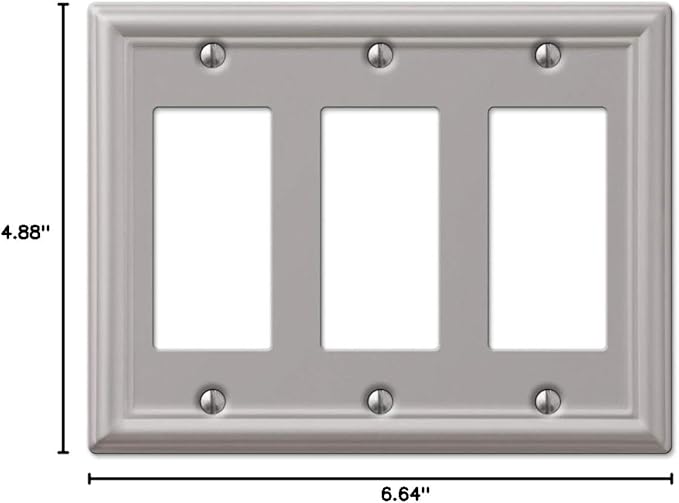 Amerelle 149RRRBN Triple Rocker-GFCI Wallplate, Brushed Nickel
