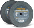 POWERTEC Bench Grinder Wheel 2PK, 8 Inch Grinding Wheel 100 Grit, Aluminum Oxide, 8 Bench Grinder Wheels for Pedestal & Benches, 1" Thick 5/8" Arbor, Sharpening Shaping Drill Bits, Knife -15522-P2