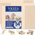 VKIZA 54 Packs Basswood Sheets 12"x12"x1/8", 3mm Basswood for Laser Cutting and Engraving, Thin Plywood Board Unfinished Wood for Crafts, DIY Ornaments and Architectural Model, Wood Burning.