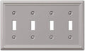 Amerelle 149T4BN Wallplate, Quad Toggle, Brushed Nickel
