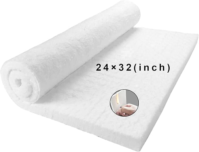 Cedolio 32" x24" x1"(Thick) Ceramic Fiber Blanket Fireproof Insulation | Baffle Rated to 2400F, High-Temperature Resistance for Stoves, Kilns, Forges, Wood Stove Baffle, Fireplace and Pizza Ovens