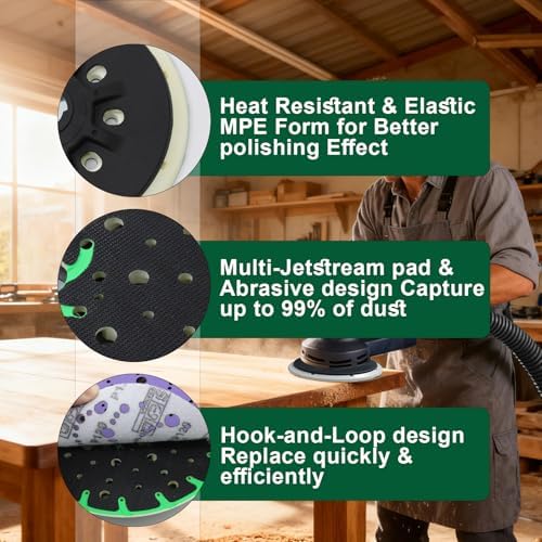 2 Pack 202460 6" Back-up Hard Sanding Pad 17/48-Hole Sanding Pad Discs