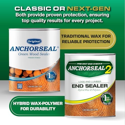 ANCHORSEAL Classic Log and Lumber End Sealer, Prevents Checking, 1 Gallon (Pack of 2)