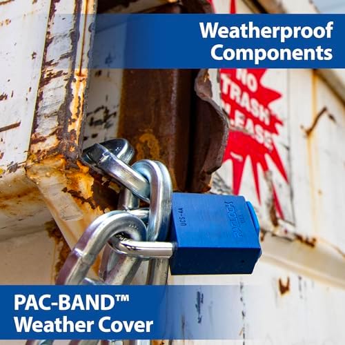 PACLOCK's 4-Series Padlock, UCS, 7/16" Diameter Hard. Stainless Steel Shackle, 2-1/2" Tall, High Performance 6-Pin Cylinder, One Lock Keyed to a Number U-Pick! w/ 2 Keys, Blue Anodized Aluminum