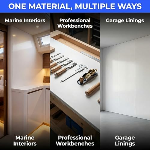 White HDPE Sheet 24x48(12mm) 1/2" Thick, Marine Board HDPE Plastic Board, Waterproof UV Protected Panel for Boat Board, Workbench Top, Industrial Use, Outdoor Projects, Garage Flooring