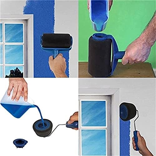Seamless Paint Roller Brush Tool Flocked Edger Wall Painting Set with Glove