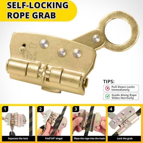 TRSMIMA Rope Harness Safety Lanyard：25ft Roofing Rope Fall Protection