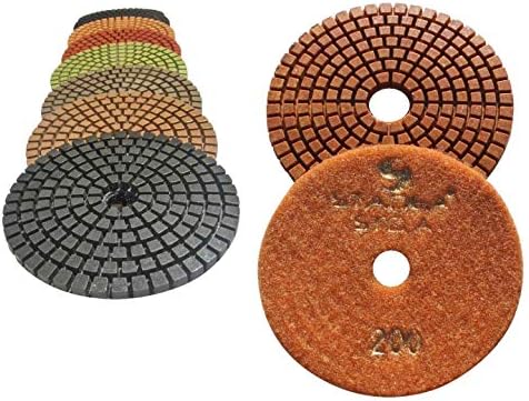 Grit 200 (10 Pieces) 5" Diamond Polishing Pads for Granite Marble Concrete Stone polishing Wet Grinder