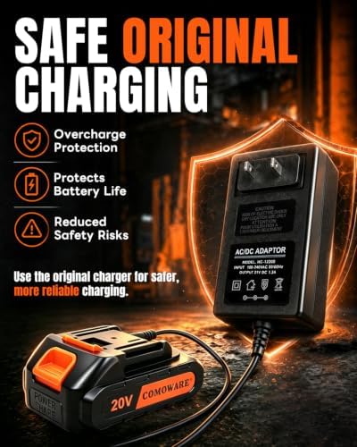 COMOWARE 20V Fast Charger, 30W Official Charger Adapter for COMOWARE 20V Cordless Drill Battery, Rapid Charging Tool Accessories