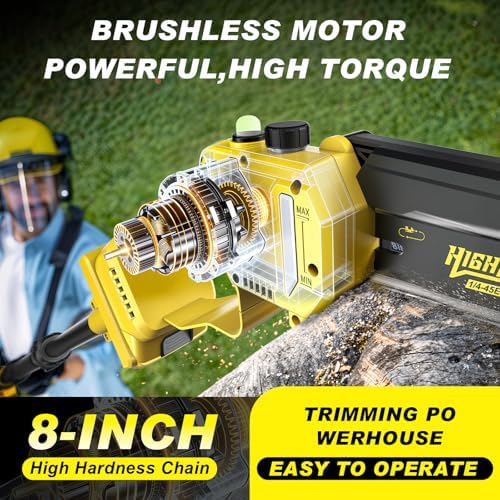 4-in-1 Cordless Pole saw Pruning Set,Electric Pruning Shears & 8 Inch pole saws for tree trimming with 13.8ft Max Extension Pole,Brushless Motor,Two 4.0Ah Batteries, Electric Pole Saw Tree Trimming