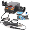 902D III Hot Air Soldering Station 2-IN-1 Kit with 3 Preset Channels, Small Silicone Work Mat, 4 Soldering Tips, 2 Lead-free Solder, Solder Sucker, ESD-Safe Tweezers