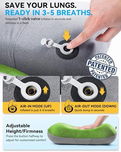 Hikenture Camping Pillow with Removable Cover, Ultralight Inflatable Pillow