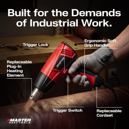 Master Appliance Proheat PH-1200A Professional Industrial Electric Heat Gun - Adjustable Temperature & Airflow, Up to 1200F, Quick Change Heating Element, 1560W, 13A, 120V, Engineered in the USA