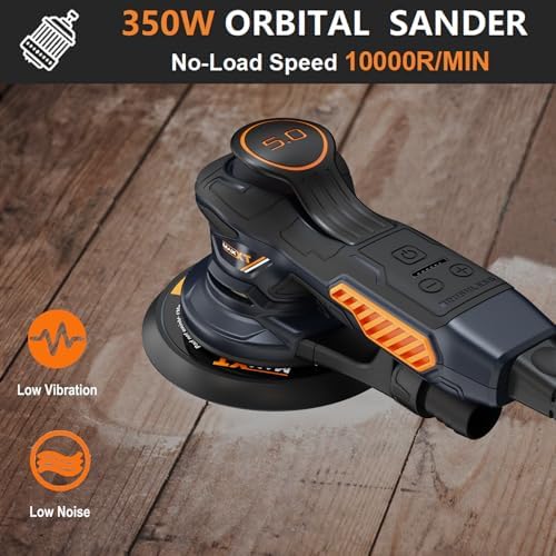 MAXXT Ramdon Orbital Sanders for 6inch, 10000 RPM Electric Orbital Sander with 10PCS Sandpapers, 6 Variable Speed Wood Sander for Woodworking/Sanding/Polishing