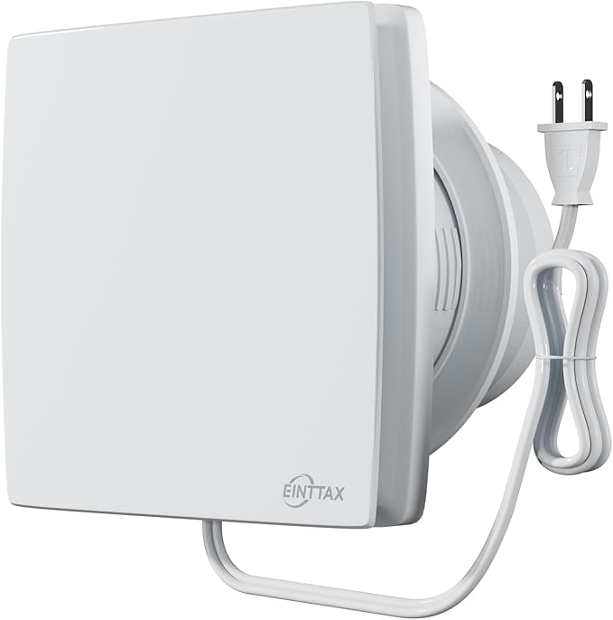 4 Inch Wall Mount Bathroom Exhaust Fan, 56 CFM Plug in Wall Exhaust Fan, Quiet Bathroom Window Fan with Backdraft Damper for Kitchen, Garage, Office, Grow Tent, 12W, White (No Timer)