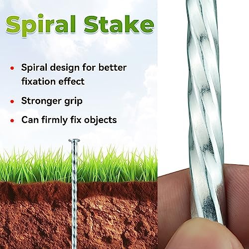 10-Inch Heavy-Duty Landscape Stakes, Galvanized Metal Spiral Ground Anchoring Spikes for Paver Edging, Artificial Turf, Weed Barrier Fabric and More (120 Pack)