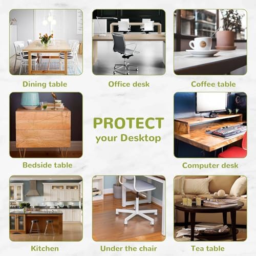 24 x 72 Inch Clear Table Cover Protector, 2mm Thick Clear Table Protector for Dining Room Table, Plastic Table Cover, Waterproof Table Pad for Kitchen, Office